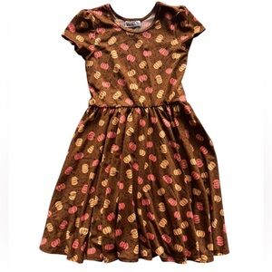 Dot Dot Smile Girl’s 7 Brown Pumpkin Print Dress
